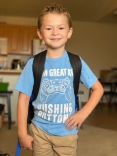 Stephen Pleasant age 5 first day of kindergarten